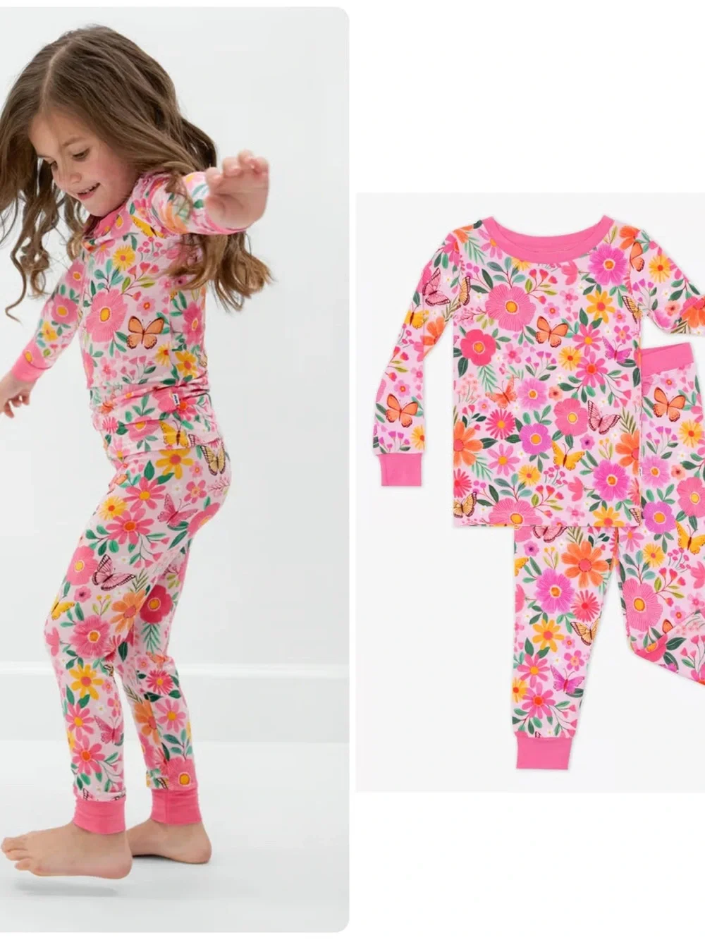 NWT Little Sleepies 12-18 longsleeve pajama set butterfly blooms